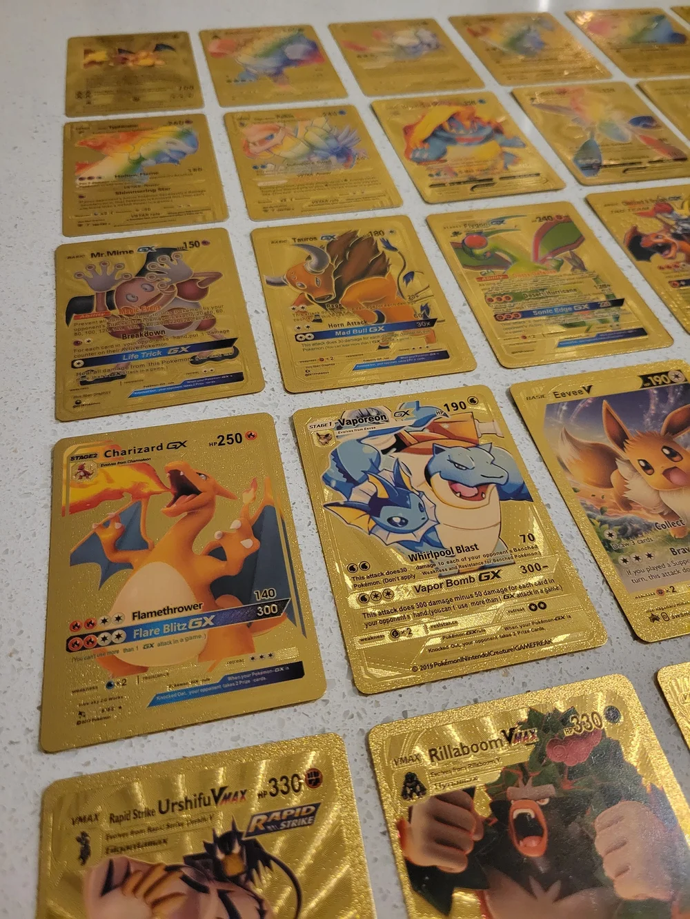 Lot of 50 Gold Foil Pokemon Card Fan Art Cards (All Cards Pictured) Great Cond